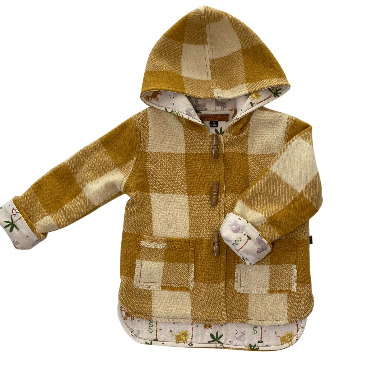 Woollen Jacket Tan/Cream with Safari Animals