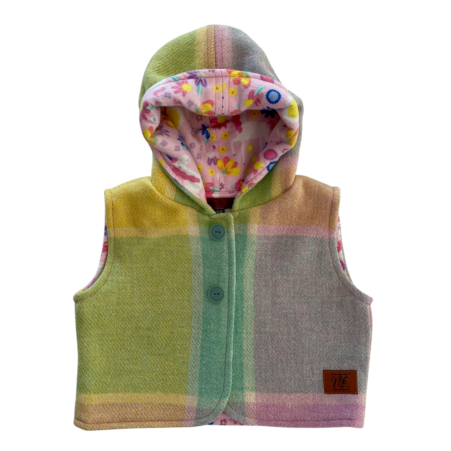 Woollen Baby Vest Rainbow with Unicorn Lining
