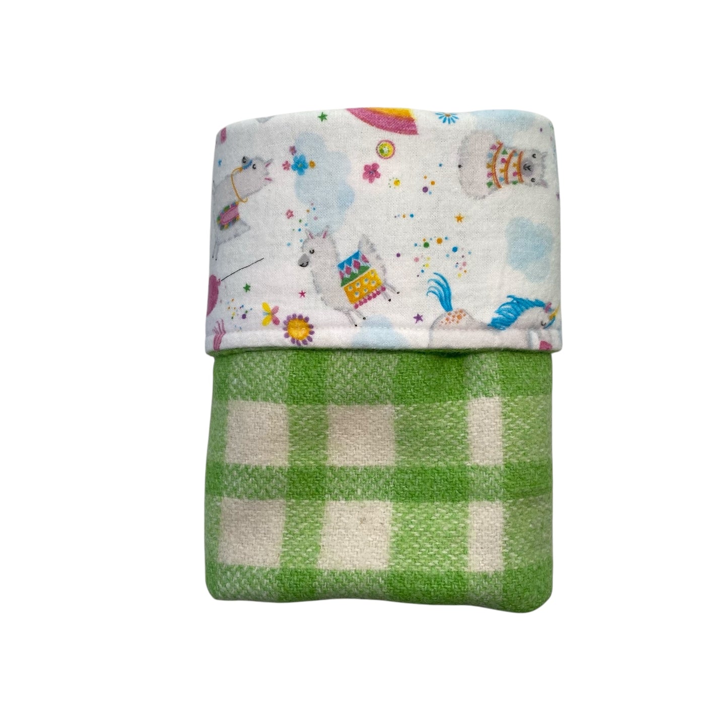 Woollen Blanket Green with Rainbows and Unicorns