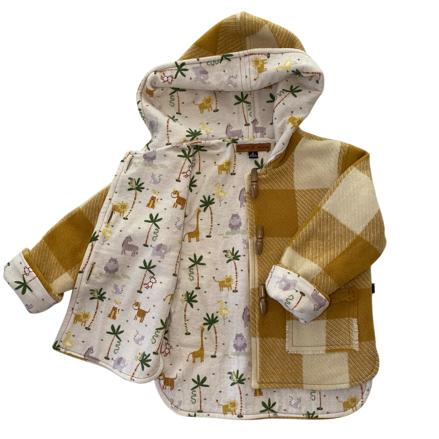 Woollen Jacket Tan/Cream with Safari Animals