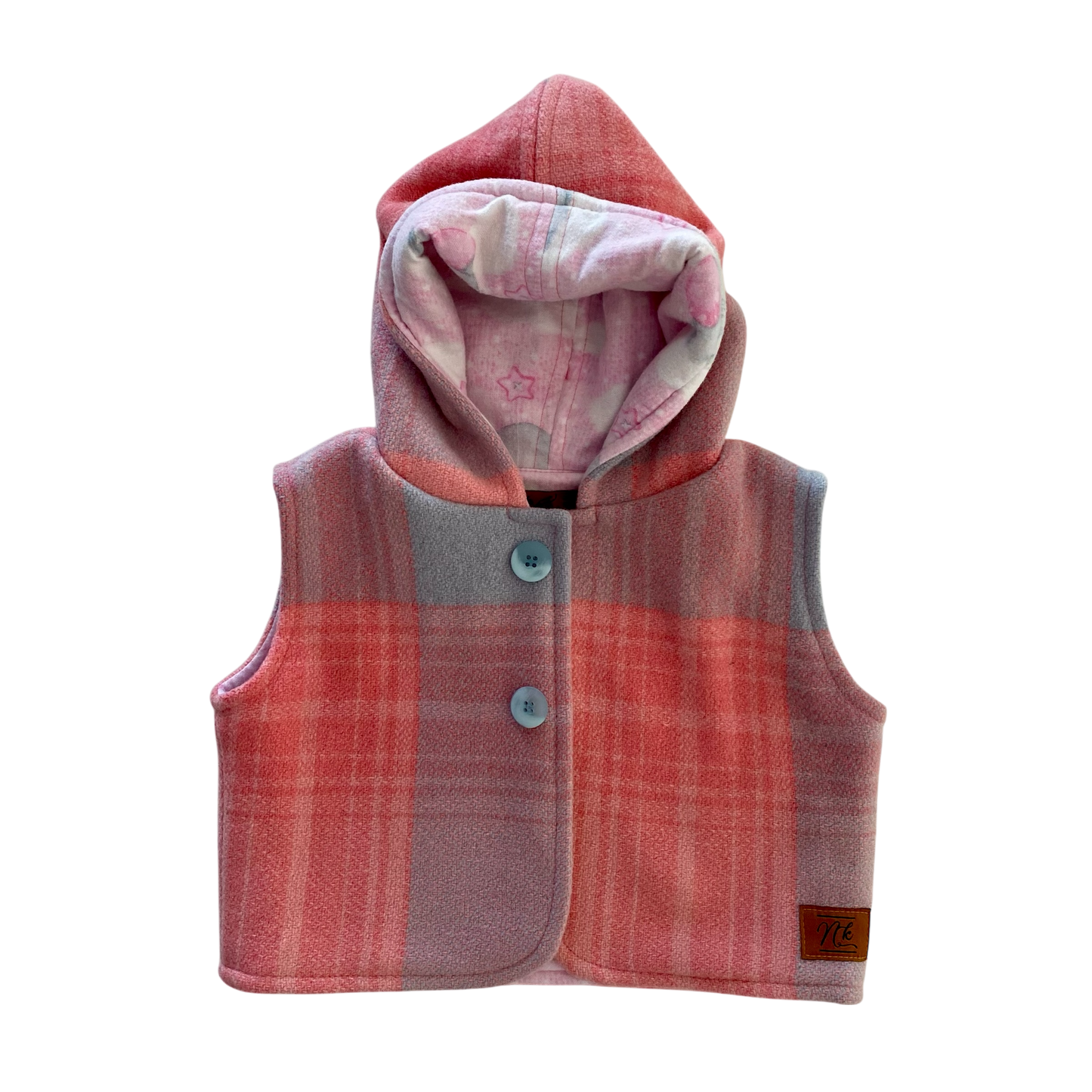 Woollen Baby Vest Pink & Blue with Elephant Lining