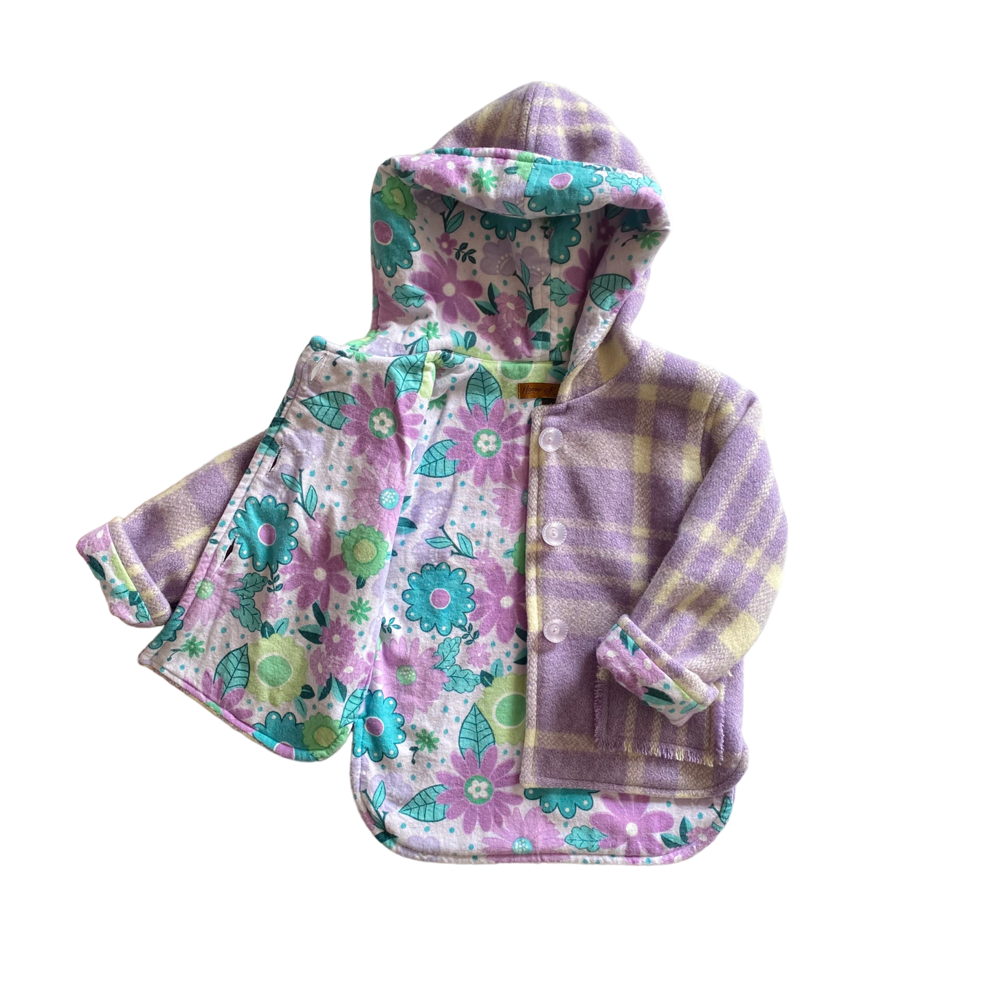 Woollen Jacket Purple with Retro Purple Flowers