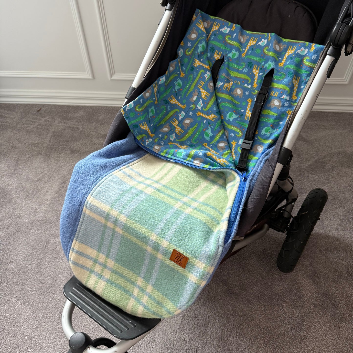 Pram Bag Blue & Green with Crocs