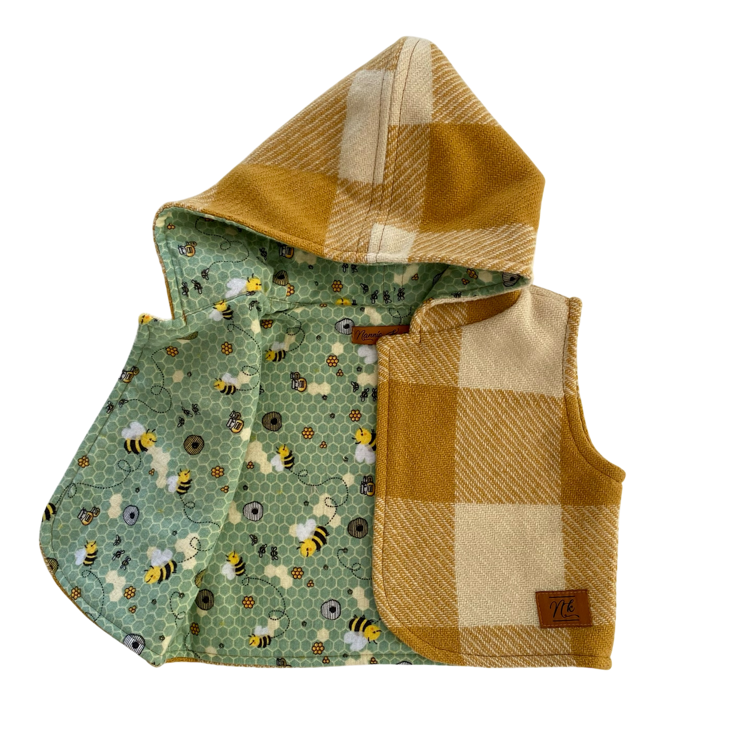 Woollen Baby Vest Neutral with Bee Lining