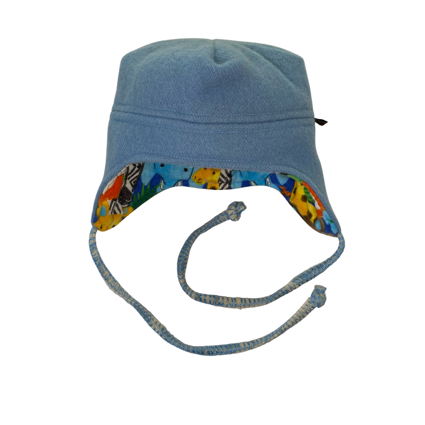 Woollen Hat Blue with Bright Animals