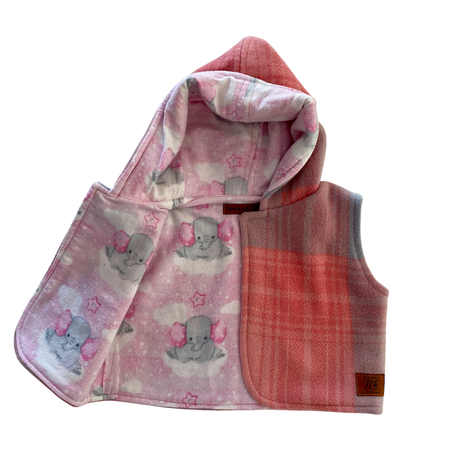 Woollen Baby Vest Pink & Blue with Elephant Lining