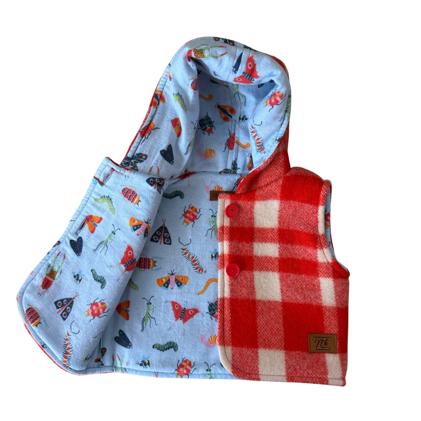 Woollen Baby Vest Orange with Bugs