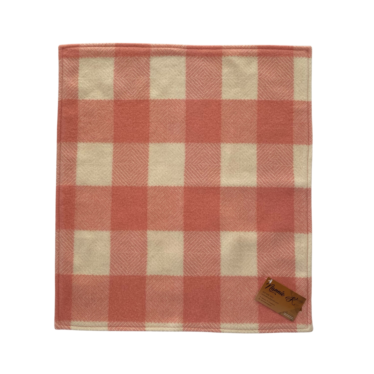 Woollen Blanket Pink and Cream Check with Owls