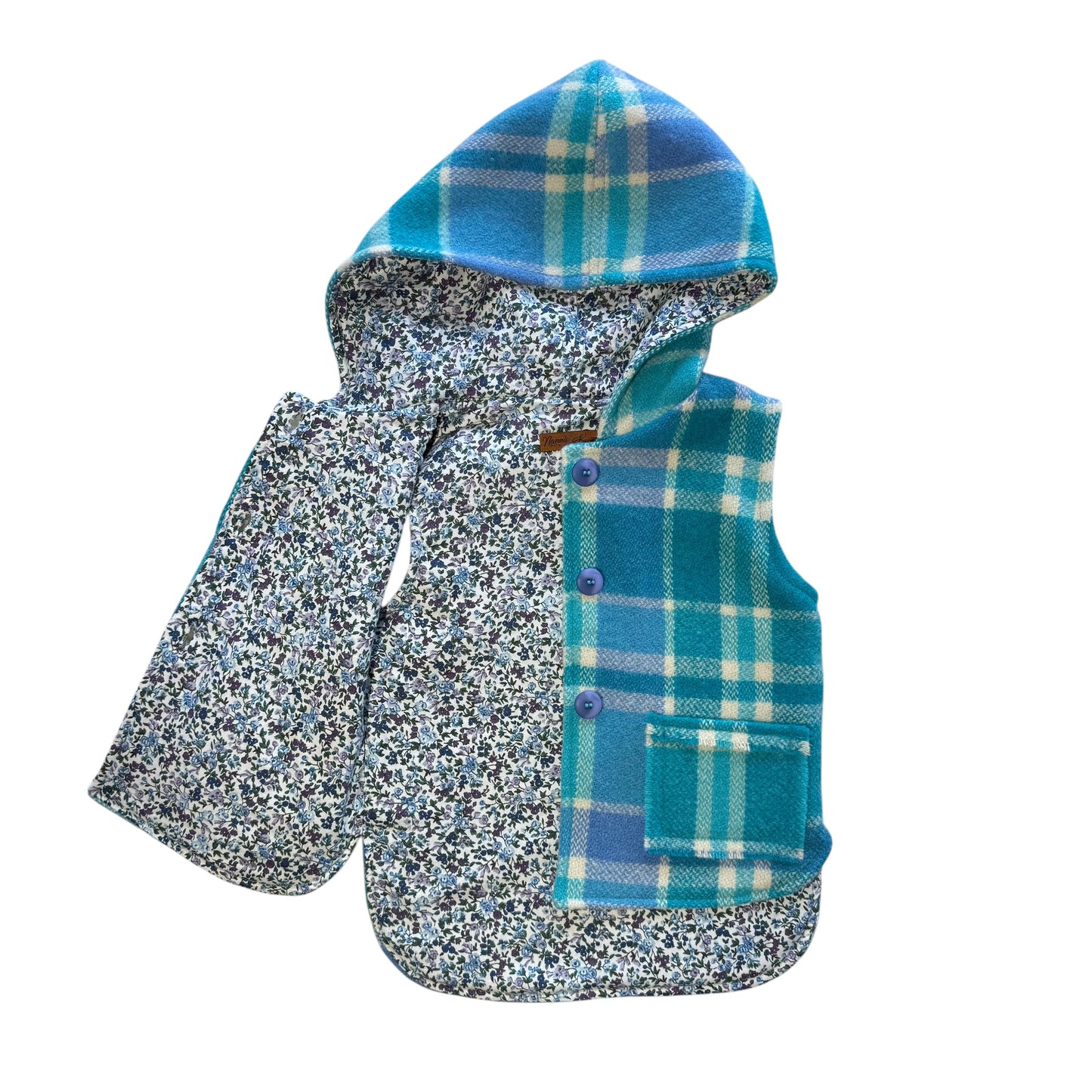 Woollen Vest Turquoise & Lavender Blue stripes with Liberty London