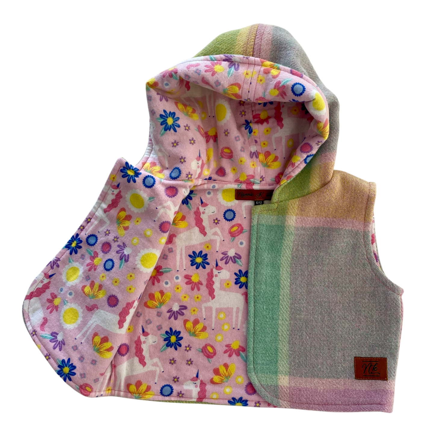 Woollen Baby Vest Rainbow with Unicorn Lining