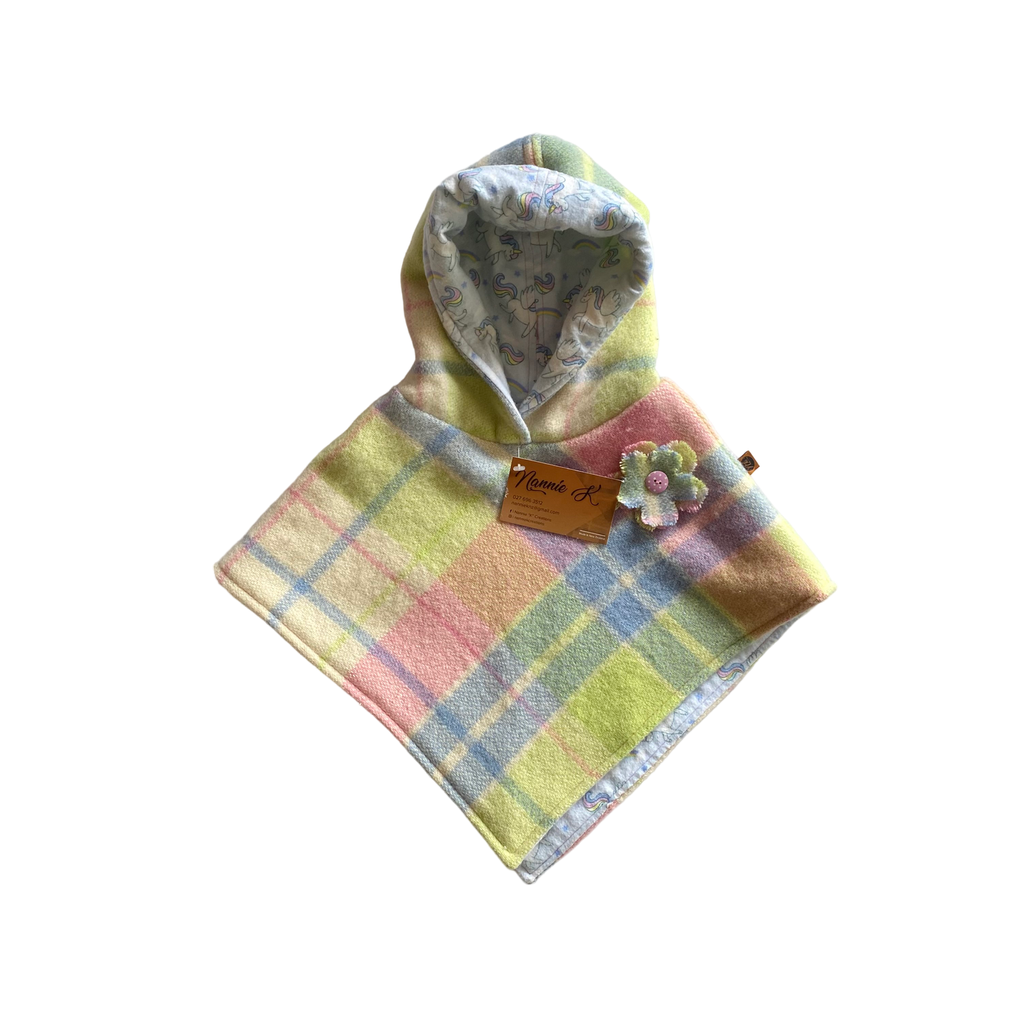 Woollen Poncho Rainbow with Unicorns