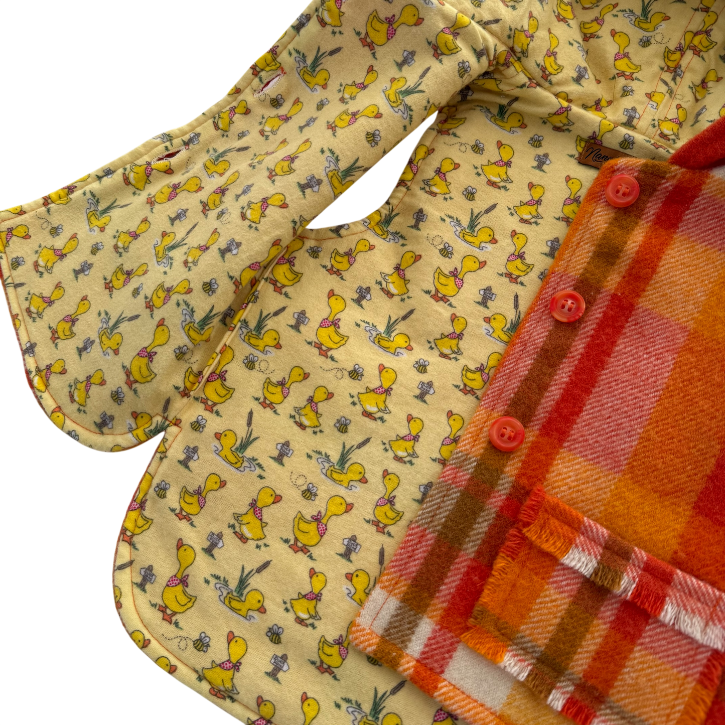 Woollen Vest Orange with Cute Ducks