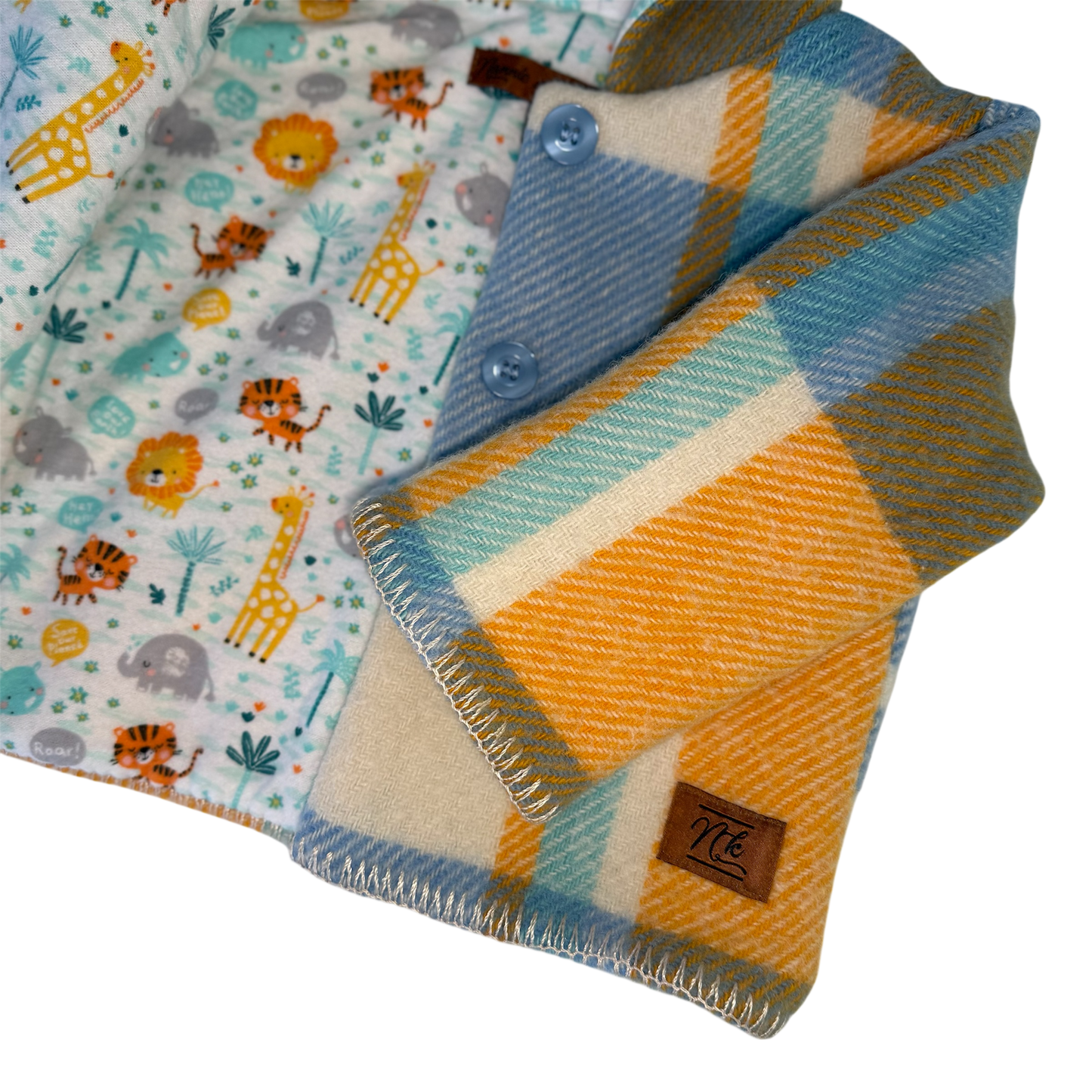 Woollen Jacket Blue/Orange with Safari Animals