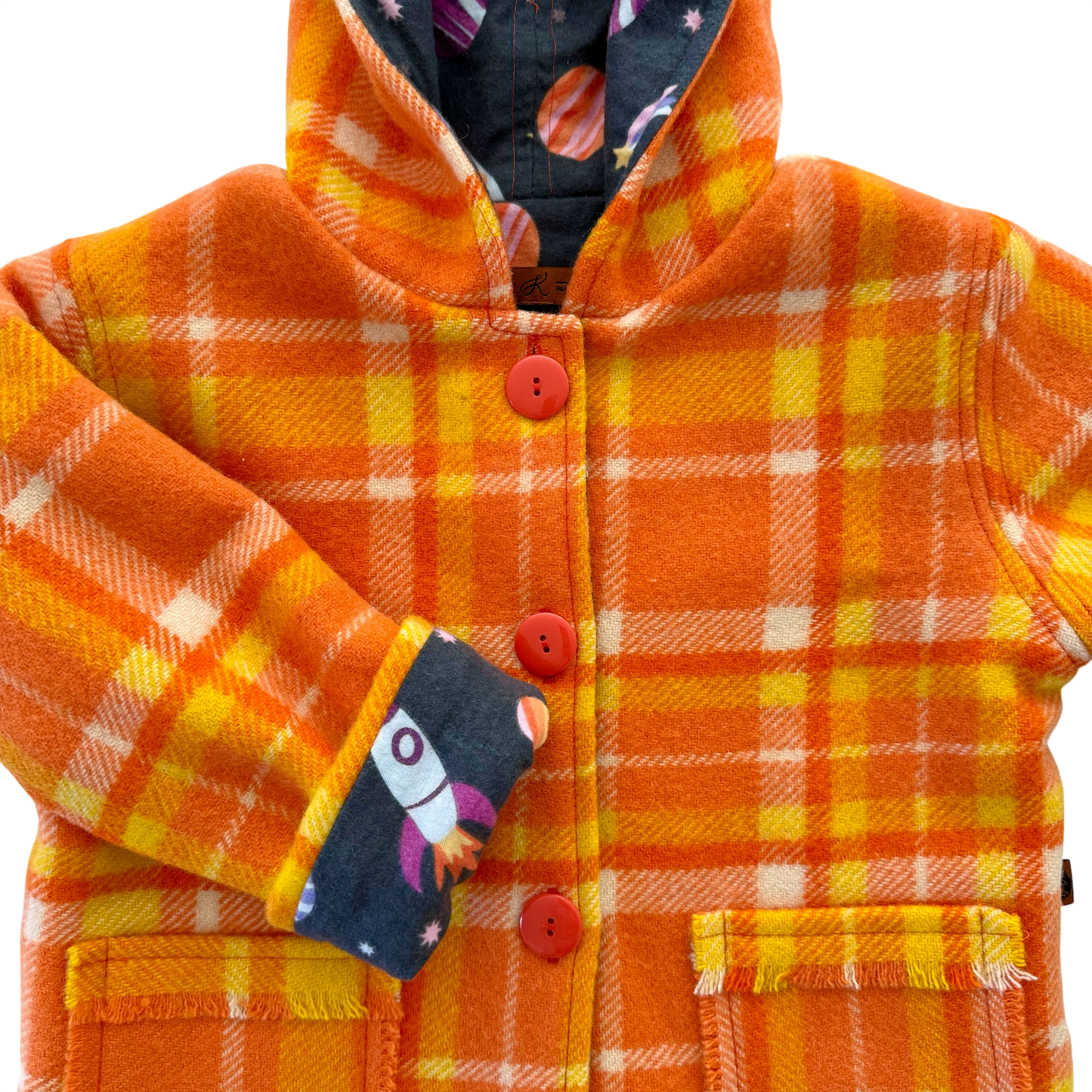 Woollen Jacket Orange & Yellow with Space Lining