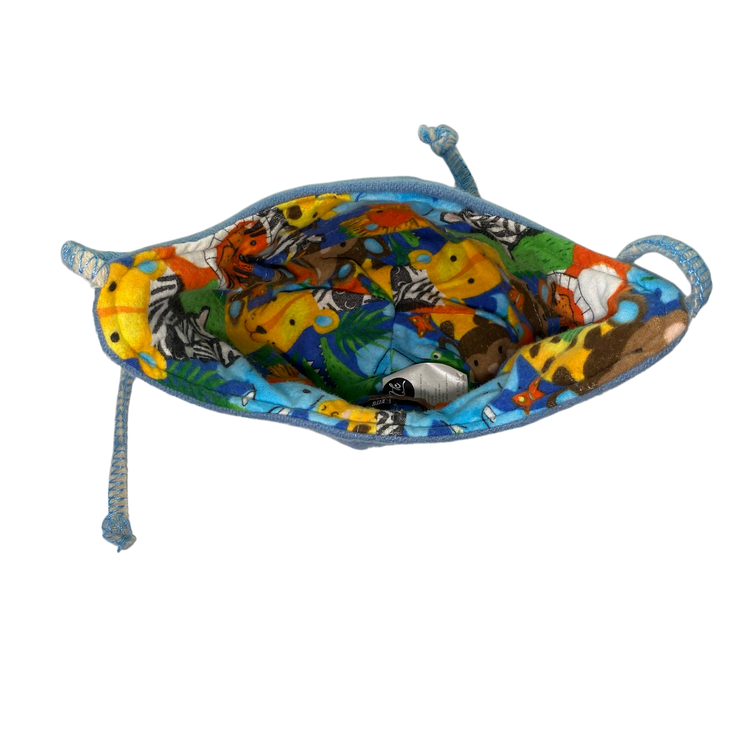 Woollen Hat Blue with Bright Animals