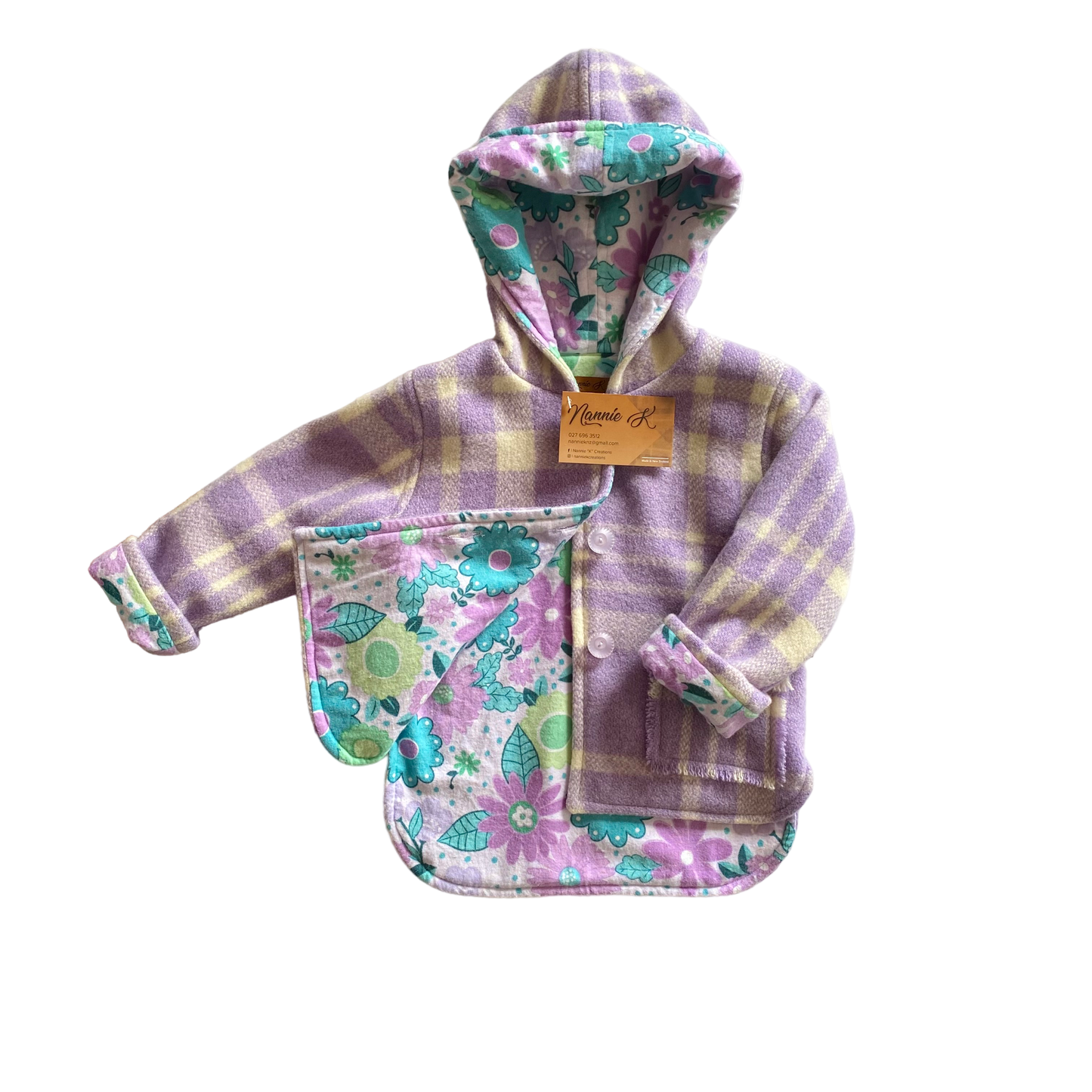 Woollen Jacket Purple with Retro Purple Flowers