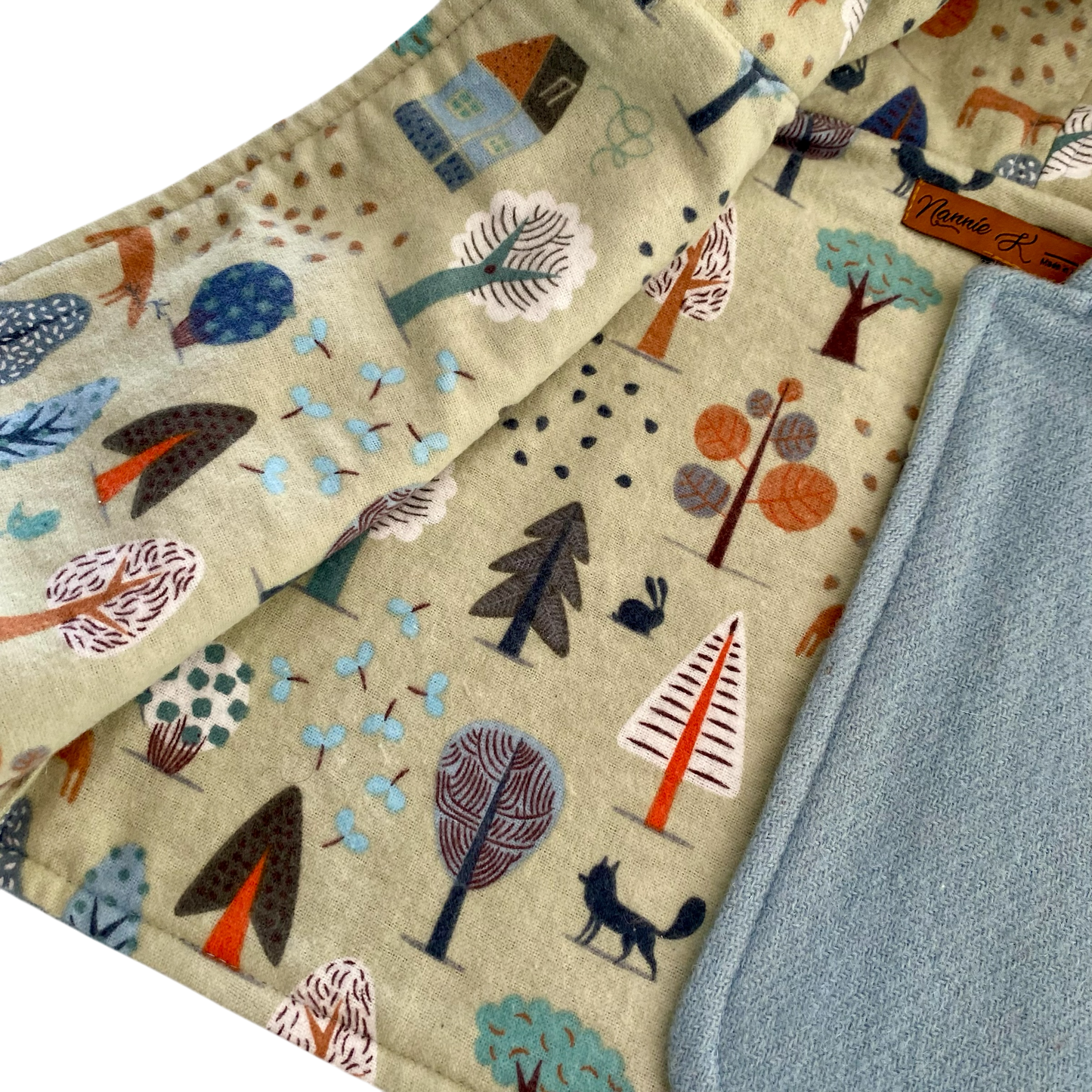 Woollen Baby Vest Blue with Green Tree Lining