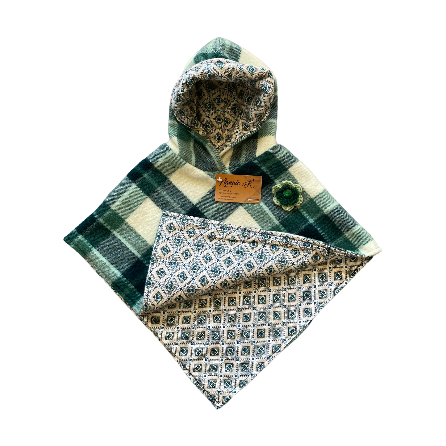 Woollen Poncho Dark Green