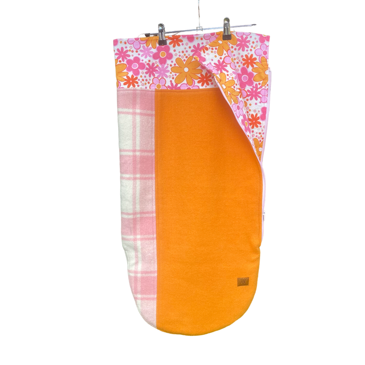 Pram Bag Orange and Pink with Retro Floral