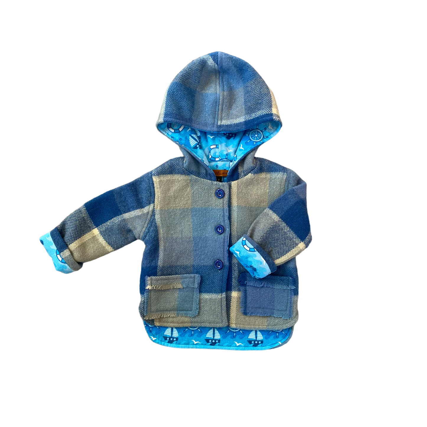 Woollen Jacket Blue with Sail Boats