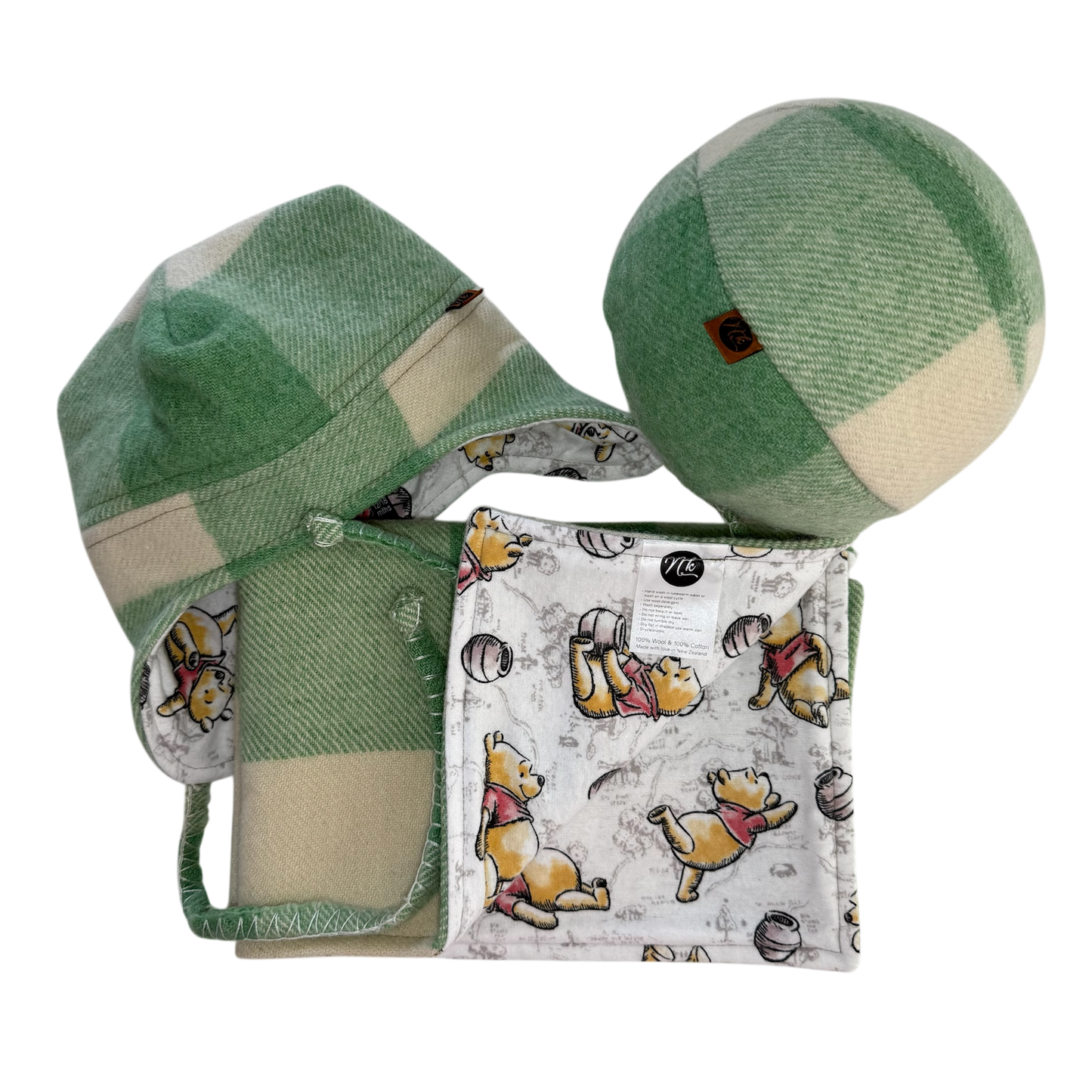 Matching Woollen Set - Green/Winnie the Pooh