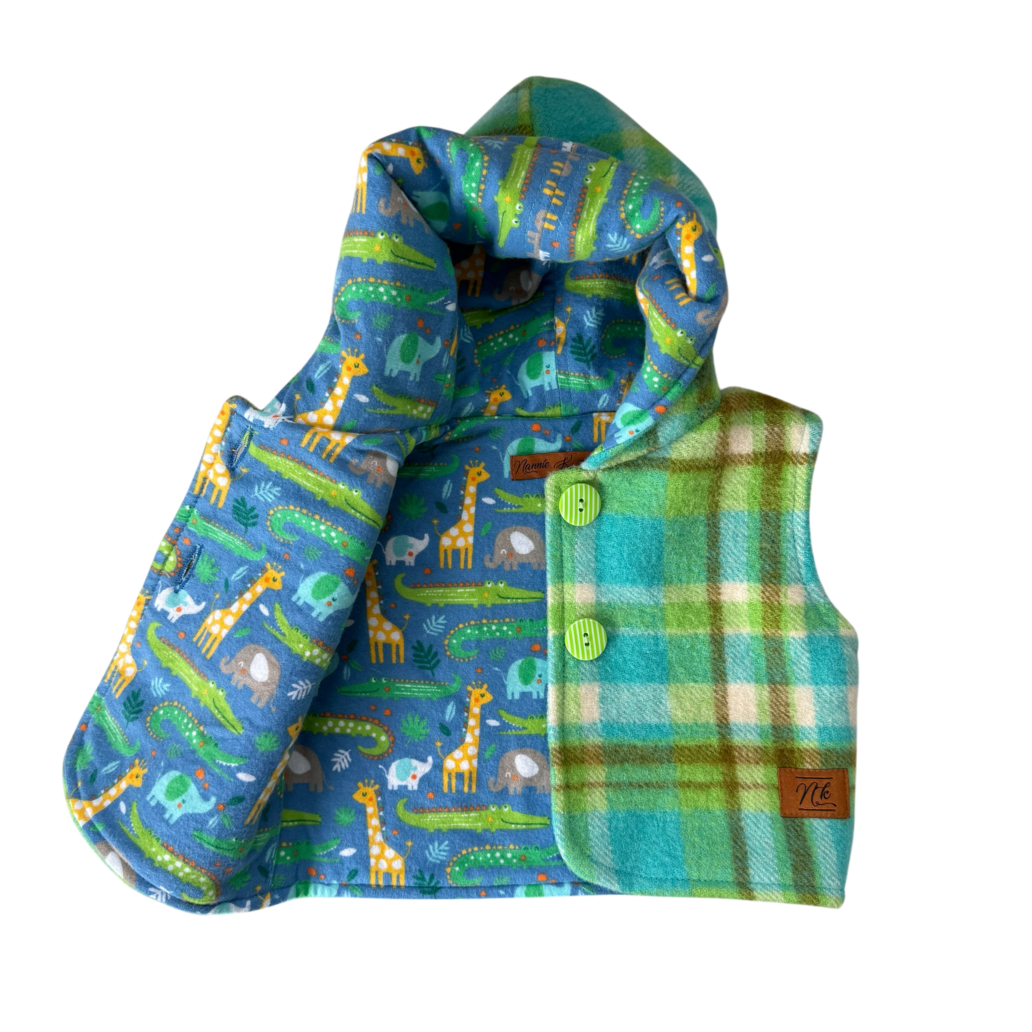 Woollen Baby Vest Blue & Green with Crocs