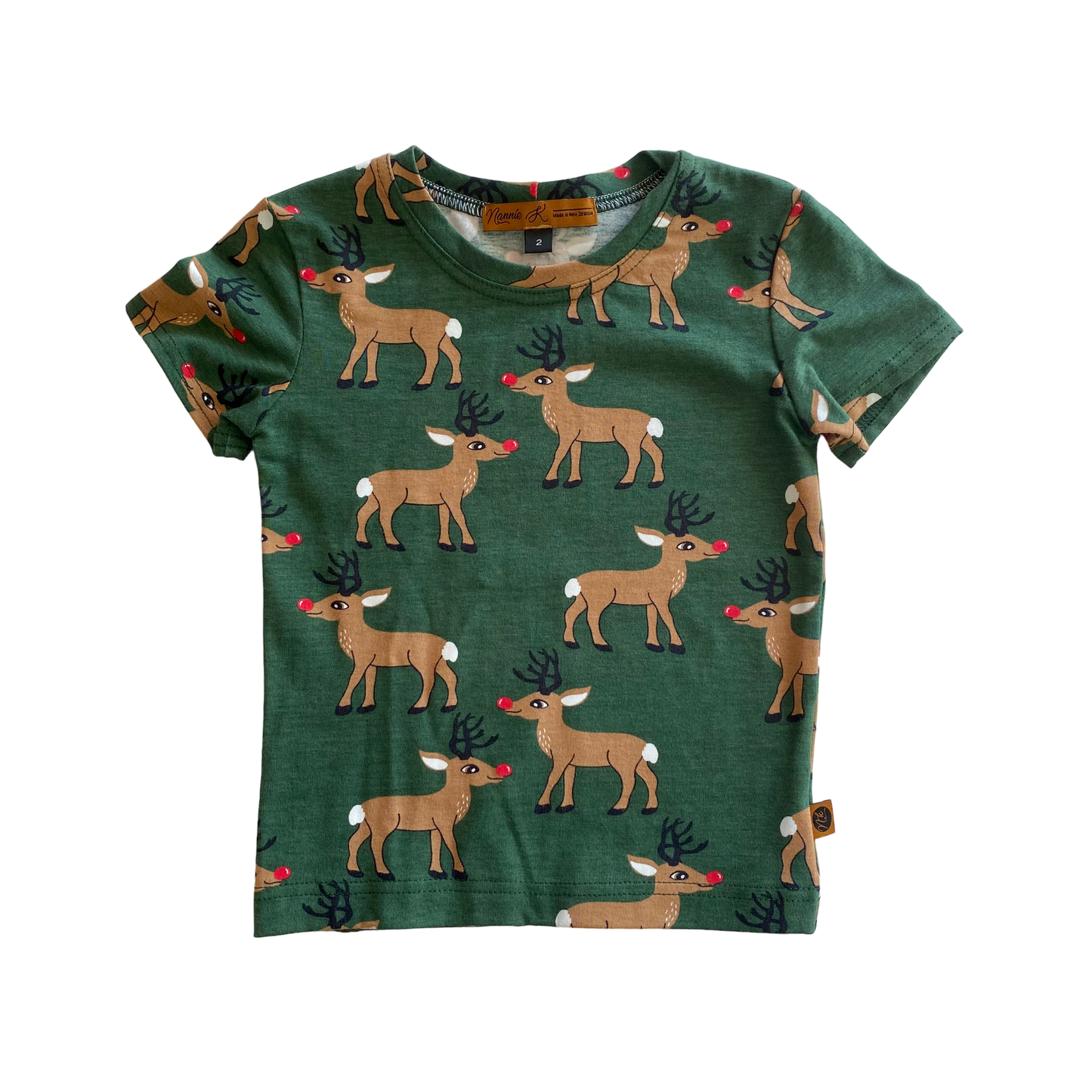 Christmas T-Shirt Forest Green with Rudolf