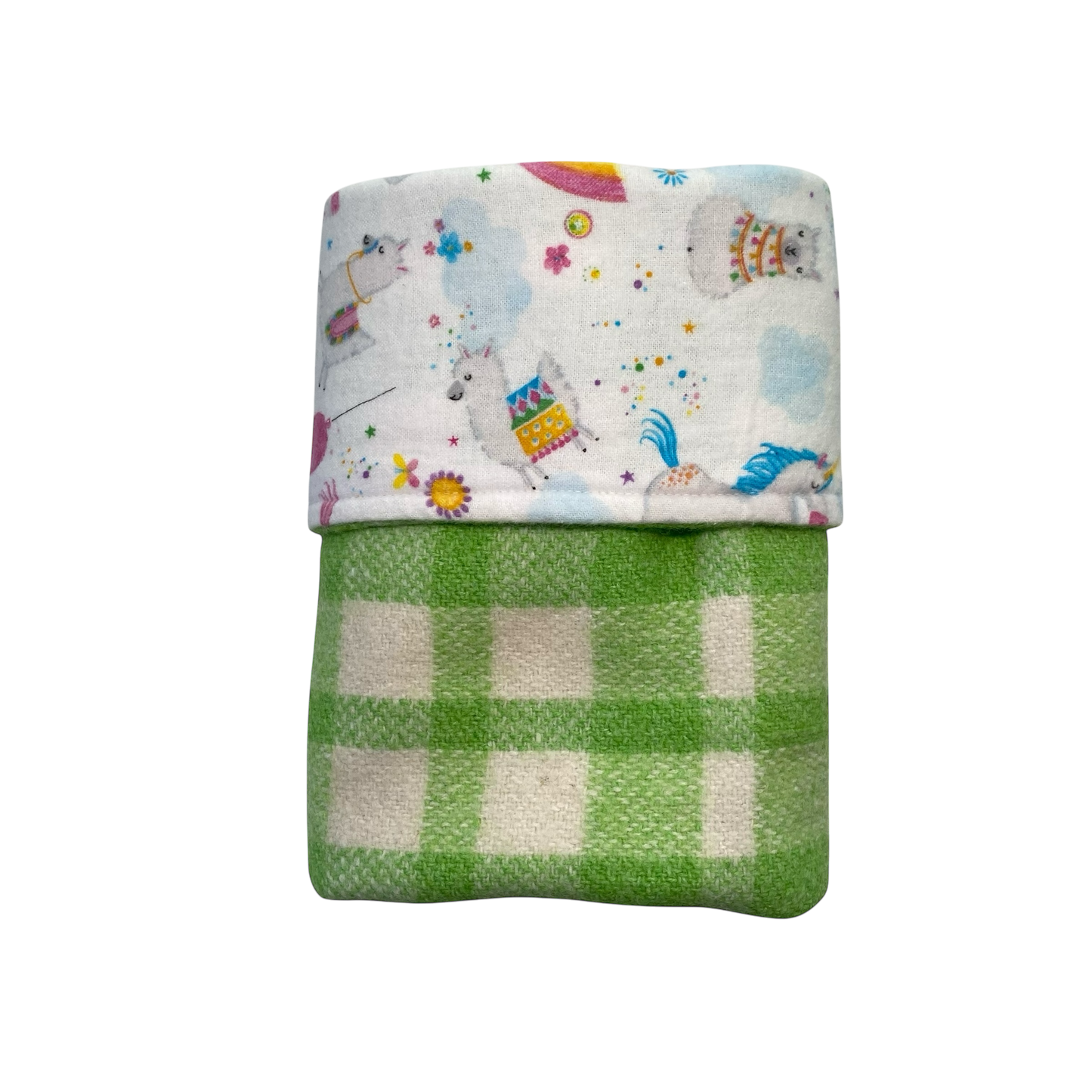 Woollen Blanket Green with Rainbows and Unicorns