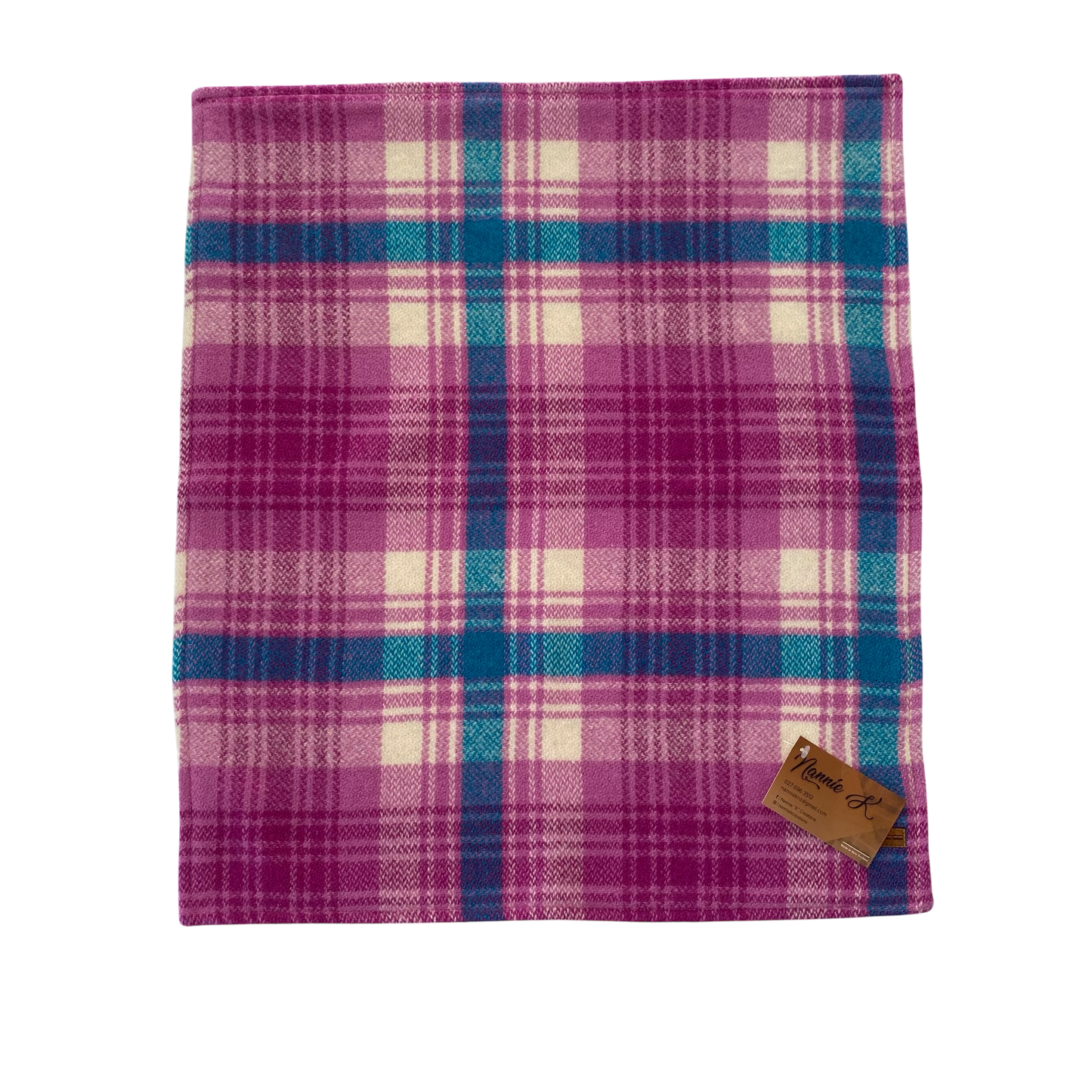 Woollen Blanket Purple and Blue with Hearts