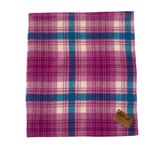 Woollen Blanket Purple and Blue with Hearts
