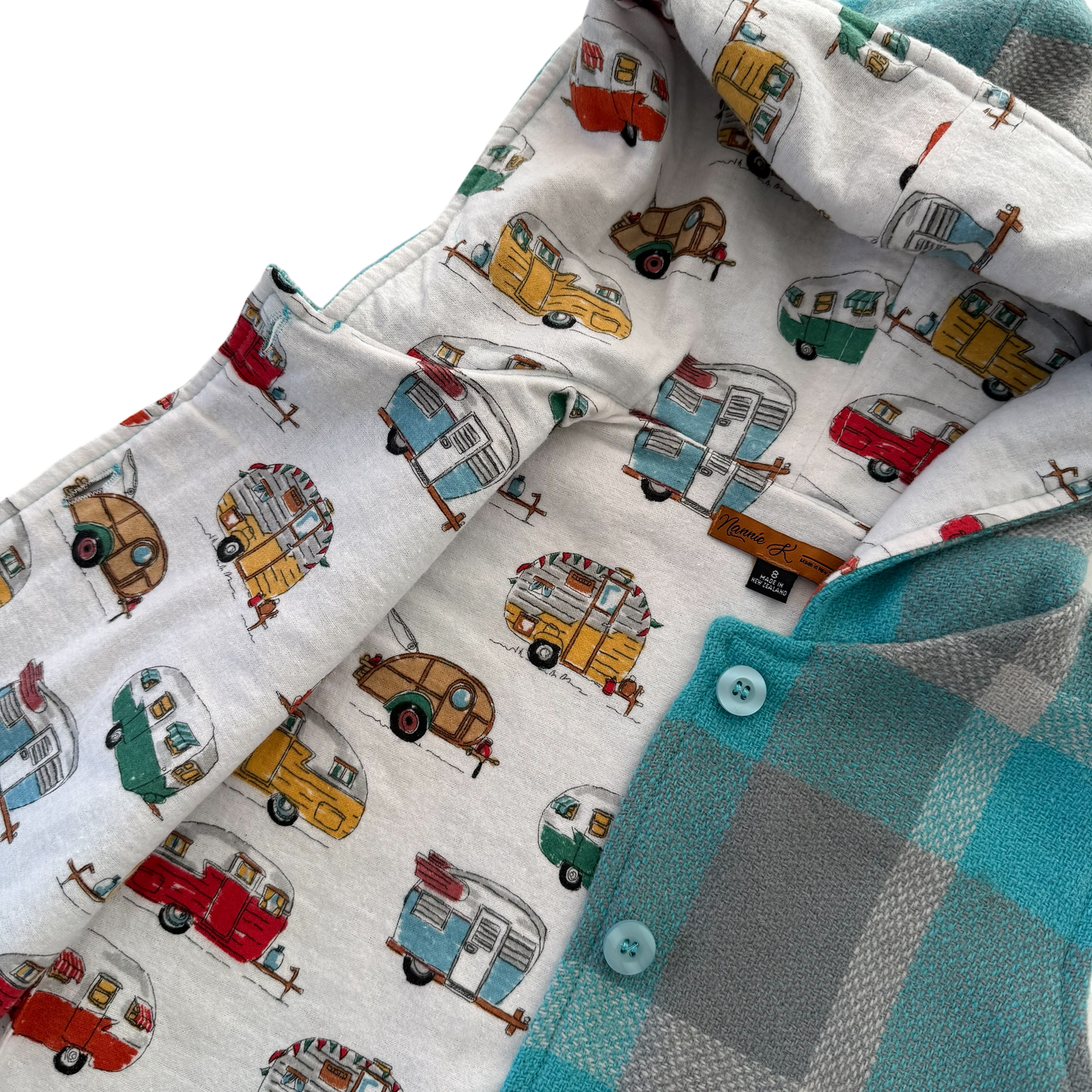 Woollen Vest Blue & Grey with Campervans