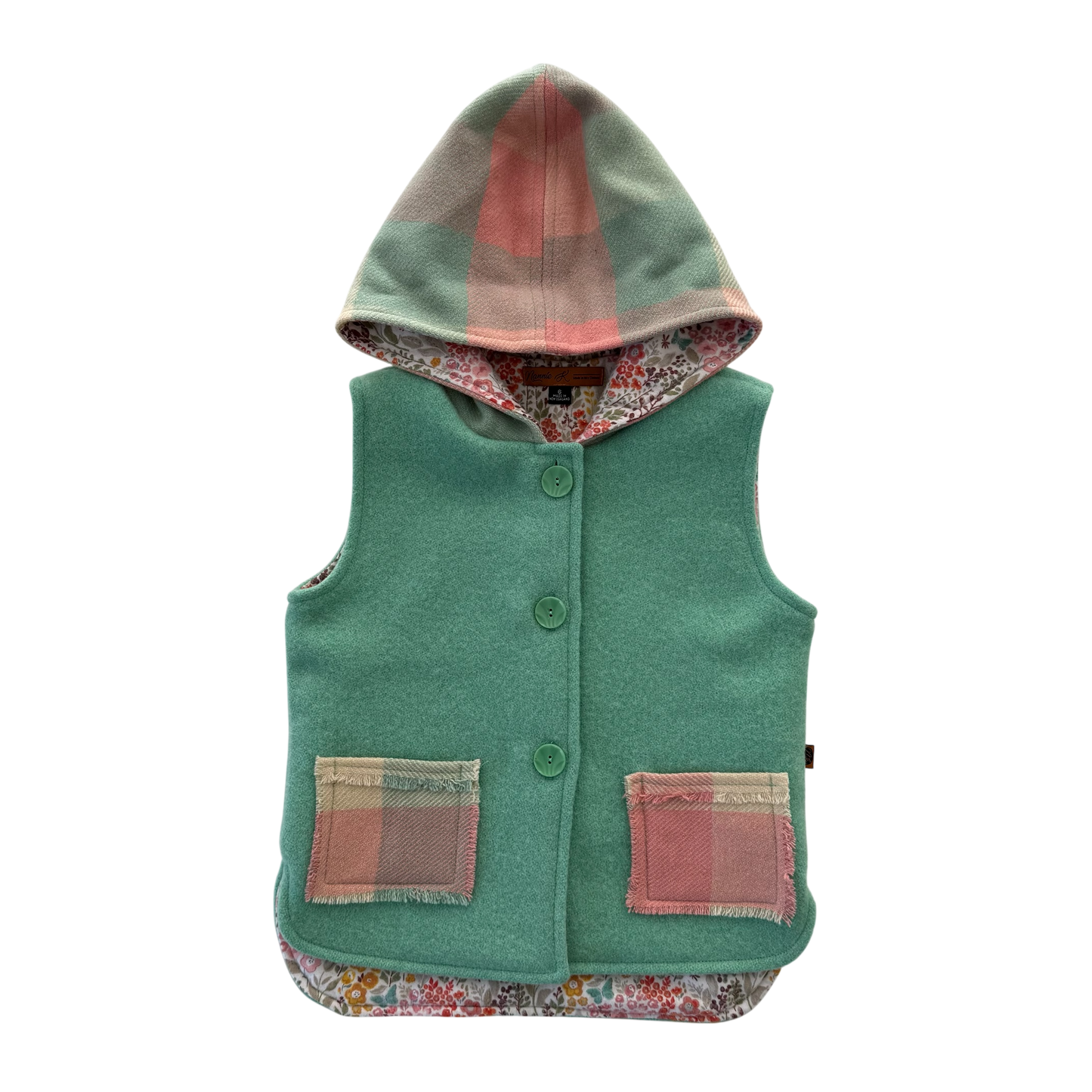 Woollen Vest Green with Small Floral Lining