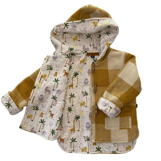 Woollen Jacket Tan/Cream with Safari Animals