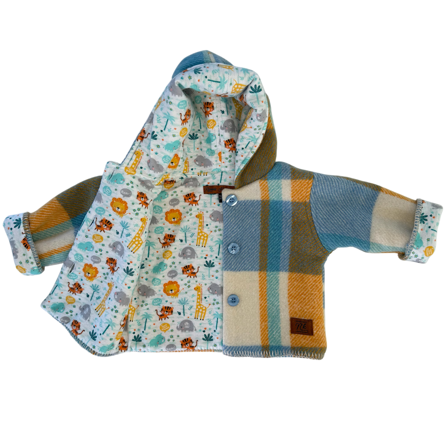 Woollen Jacket Blue/Orange with Safari Animals