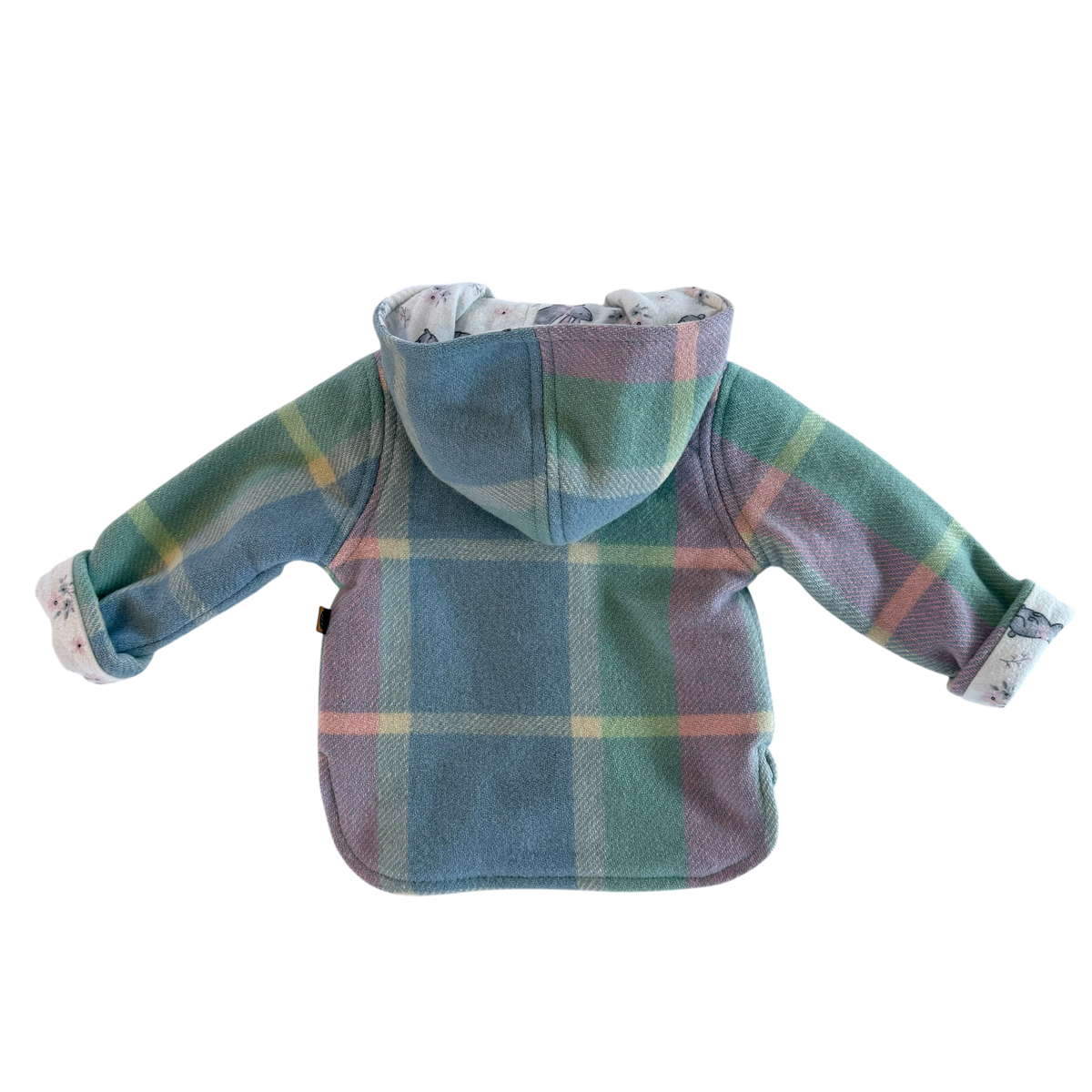 Woollen Jacket Blue, Green & Pink with Cute Grey Bunnies