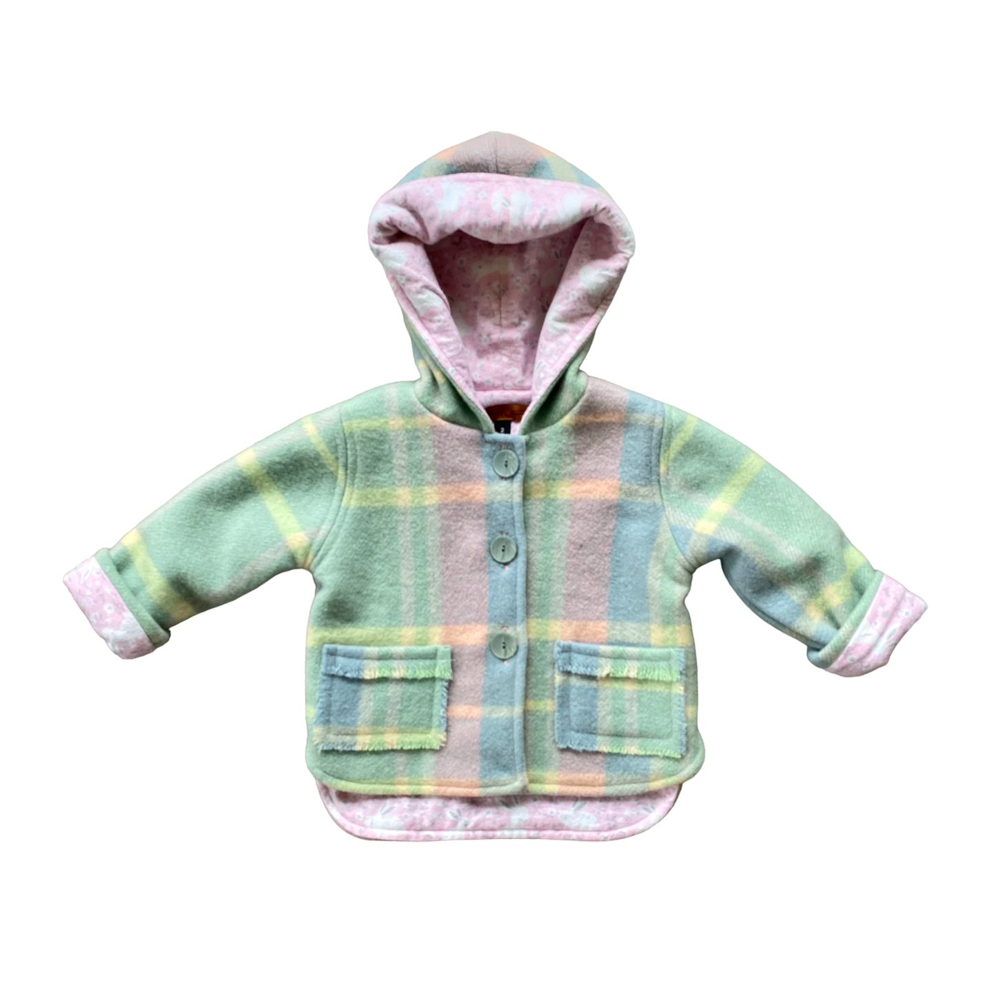 Woollen Jacket Green & Pink with Bunnies