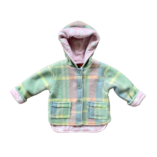 Woollen Jacket Green & Pink with Bunnies
