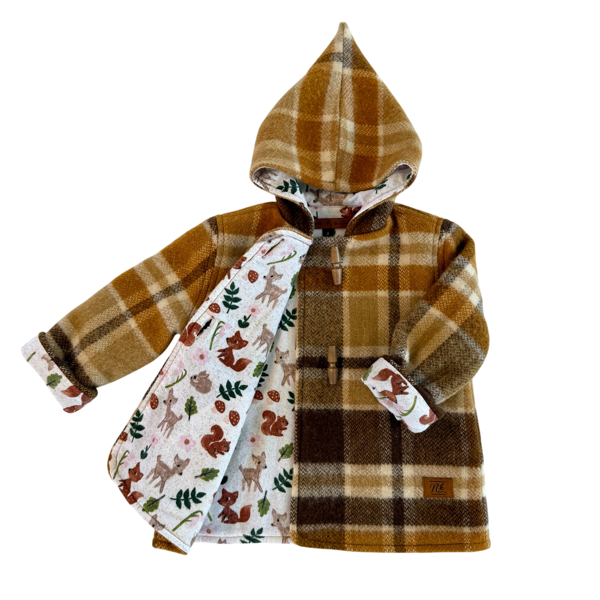Woollen Maggie Coat Chocolate & Caramel with Forestry Lining