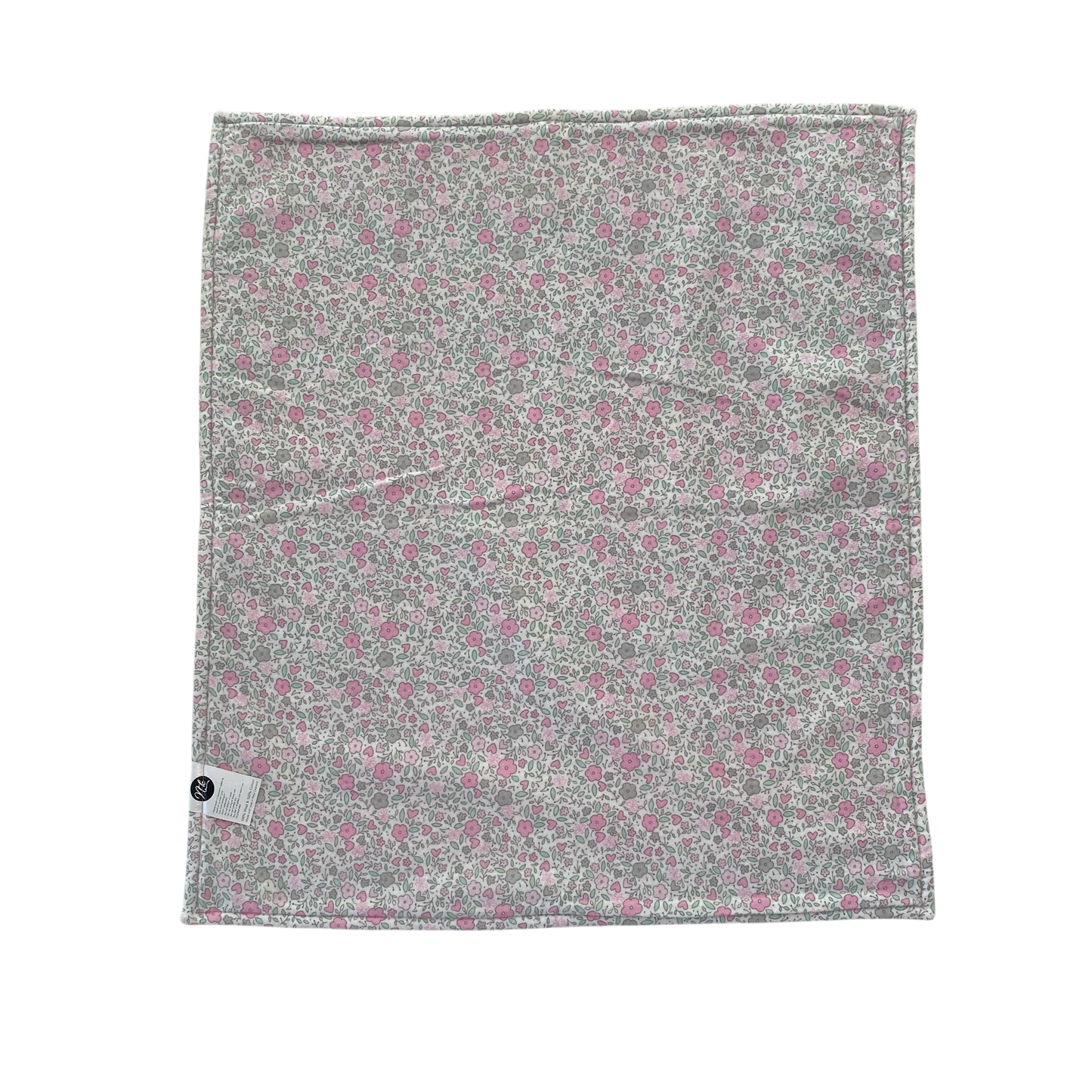 Woollen Blanket Pink, Green and Cream with Small Flowers
