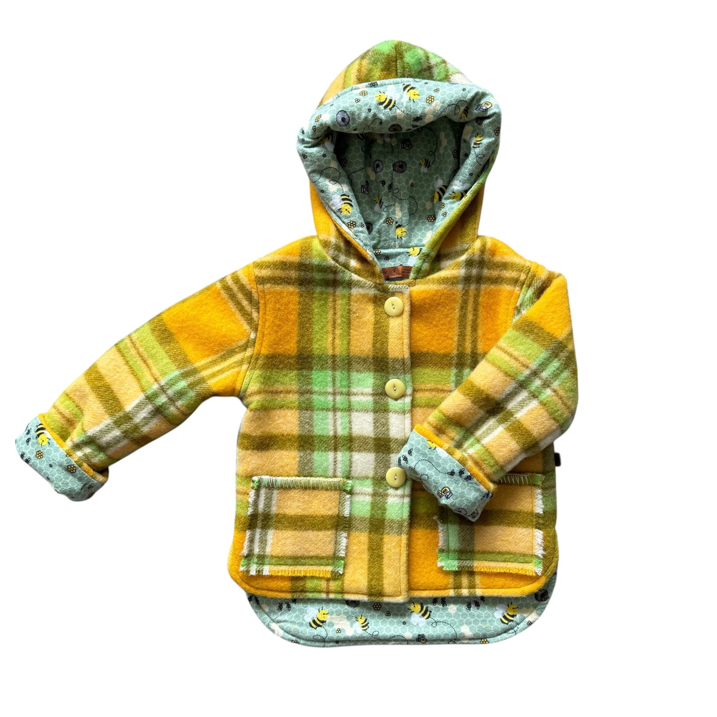 Woollen Jacket Yellow and Green with a Bee Lining