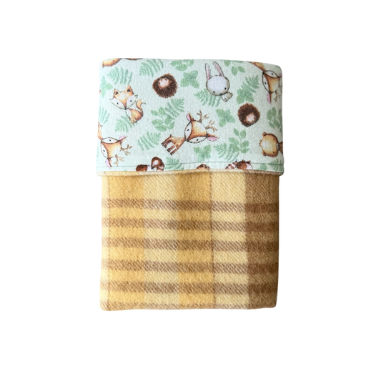 Woollen Blanket Yellow & Brown with Baby Forest Animals