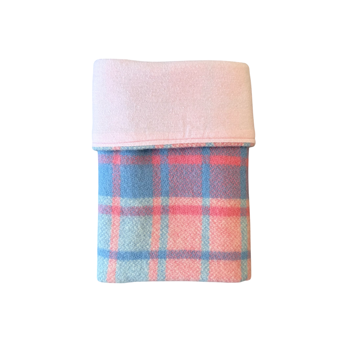 Woollen Blanket Pink, Blue & Cream with Pink