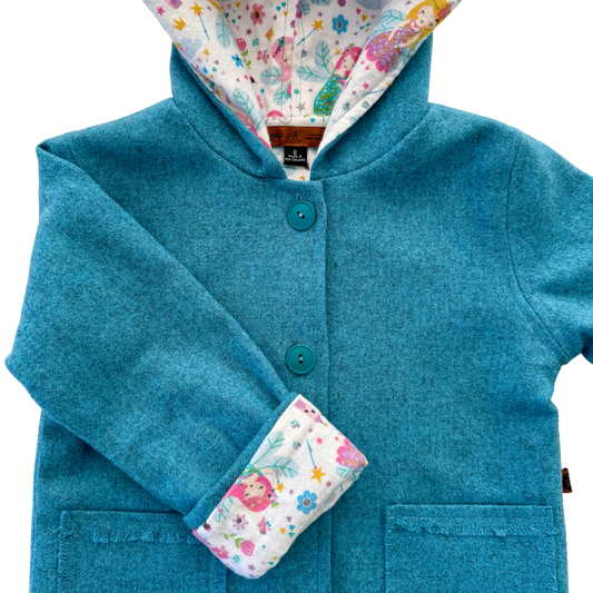 Woollen Jacket Blue with Fairies