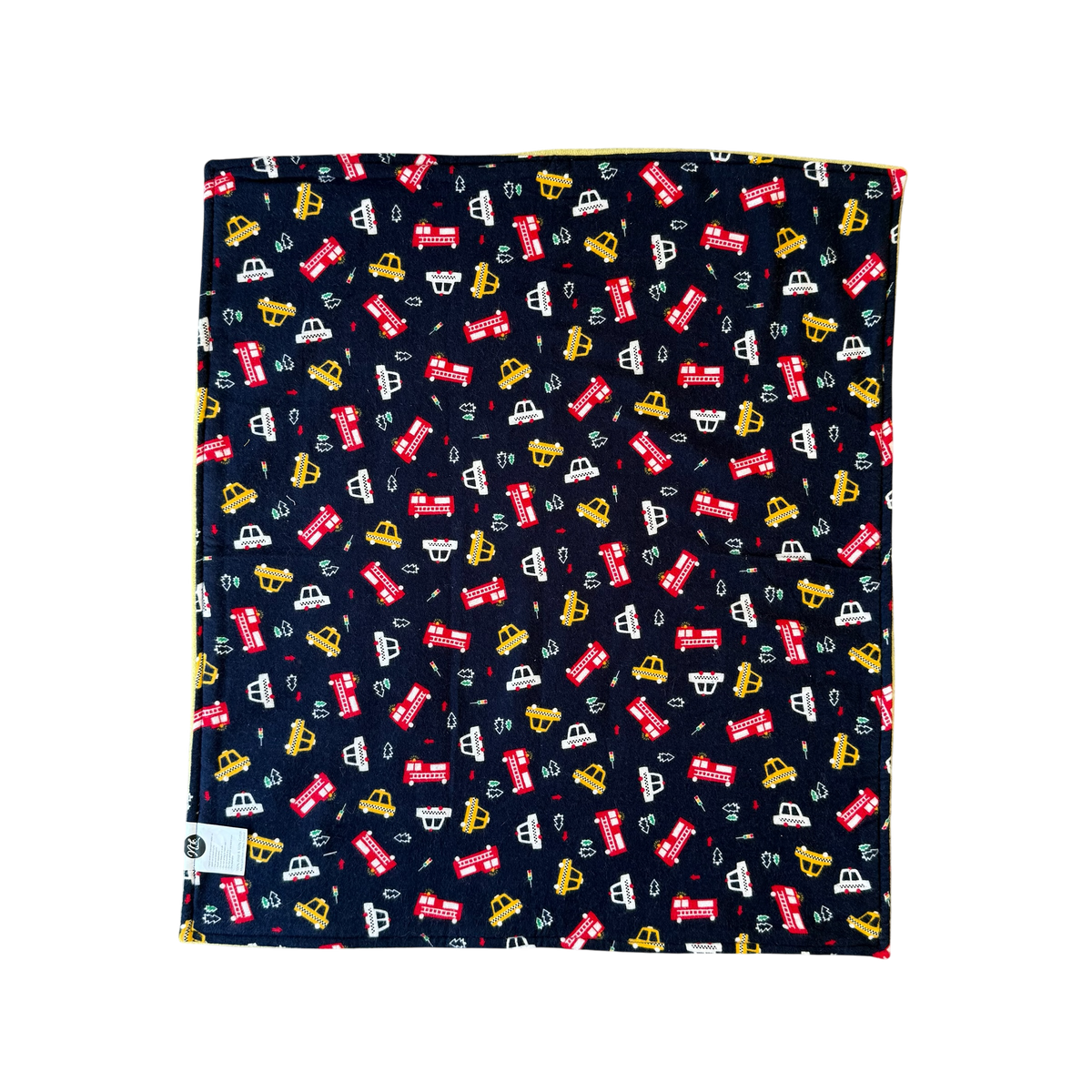 Woollen Blanket Lemon Yellow with Navy/Cars