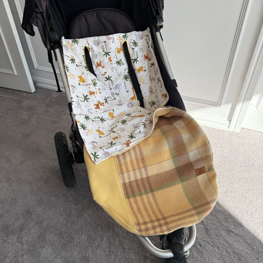 Pram Bag Yellow with Safari Animals