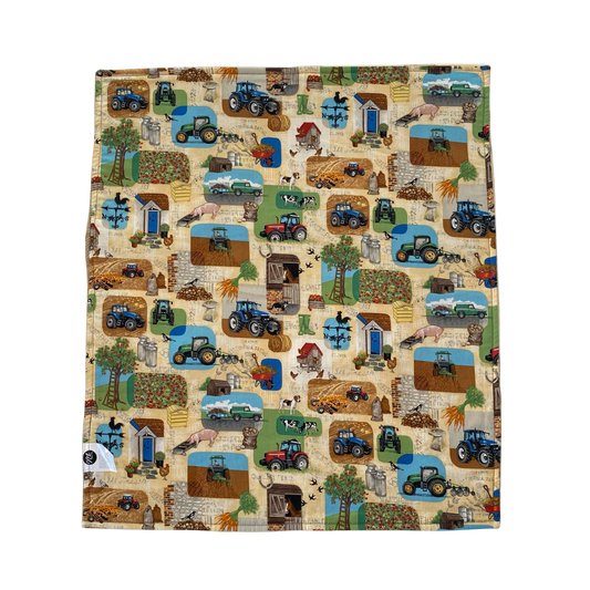 Woollen Blanket Neutral Colours with Farming Fabric