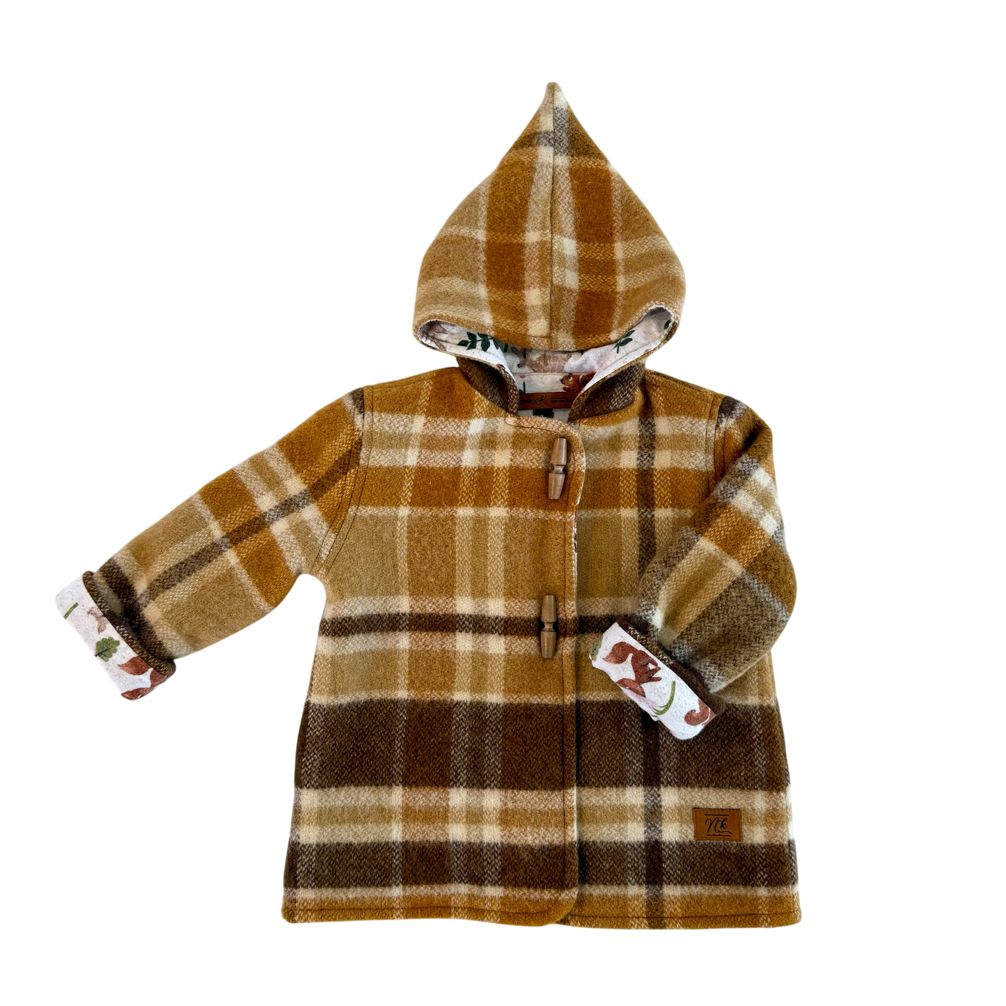 Woollen Maggie Coat Chocolate & Caramel with Forestry Lining