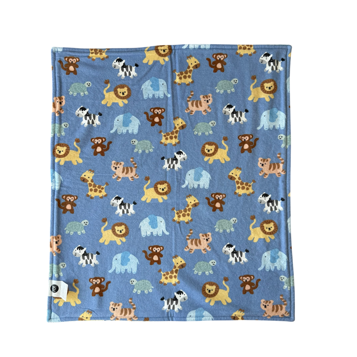 Woollen Blanket Blue & Cream with Cute Animals