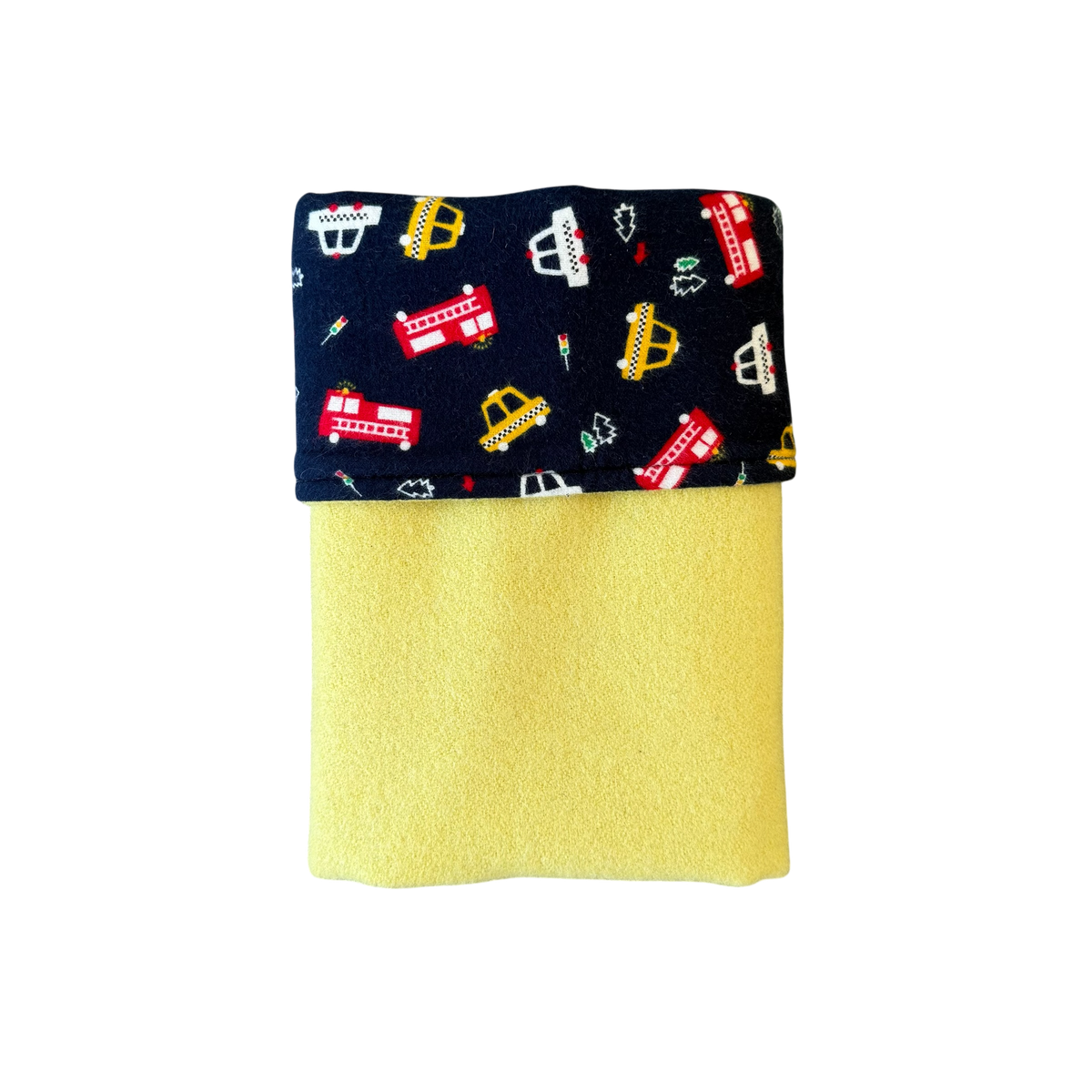 Woollen Blanket Lemon Yellow with Navy/Cars