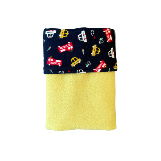 Woollen Blanket Lemon Yellow with Navy/Cars